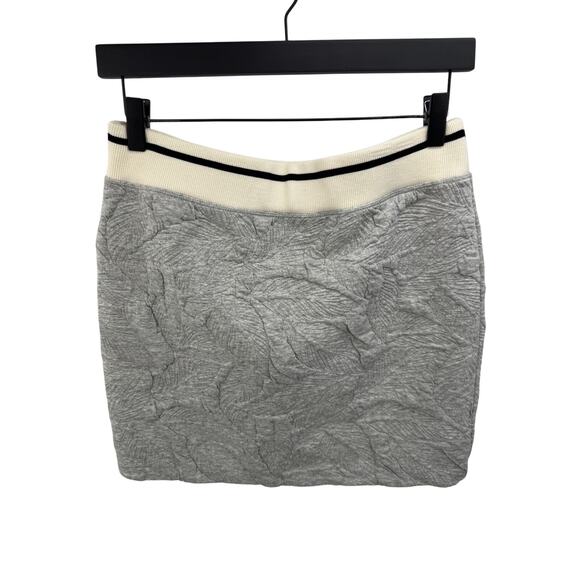 Rag & Bone Gray Quilted Jacquard Leaf Varsity Rib Detail Mini Skirt Size Medium‎ - Picture 1 of 5